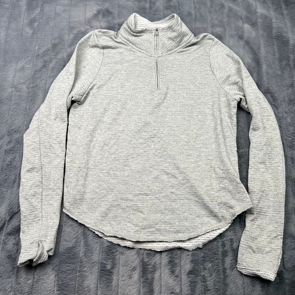 Nike Running Dri-FIT 1/4 Zip Pullover Gray Waffle Knit Small 445591-024